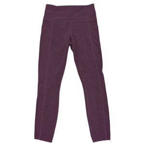 Athleta Powervita 7/8 Burgundy Leggings Laser Cut Design Size Small